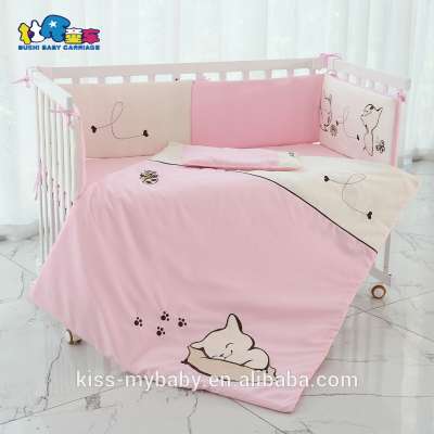 good price popular baby cot bed bedding set cat print pattern