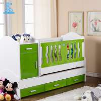 Wooden Baby Crib Bed Sleeping Baby Cot With Removable Drawers And Mosquito Net