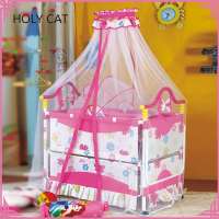 Asia popular metal baby crib ,baby bed with baby cradle and mosquito net